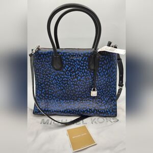 Michael Kors Mercer Leopard Leather Tote NWT